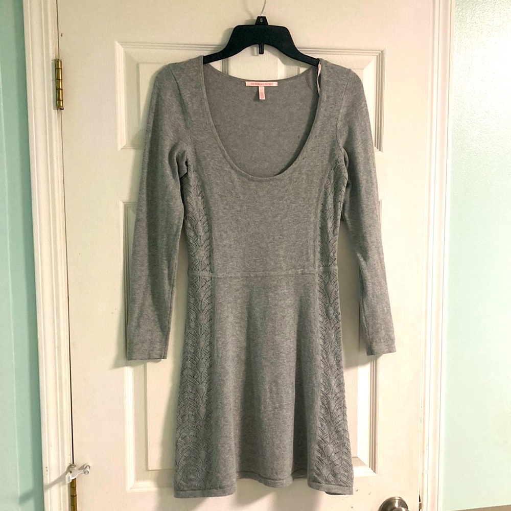 Heather grey knit skater dress by VS, size small, well-worn